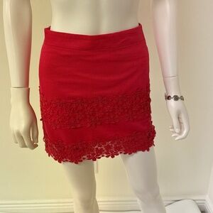 J Crew red mini skirt